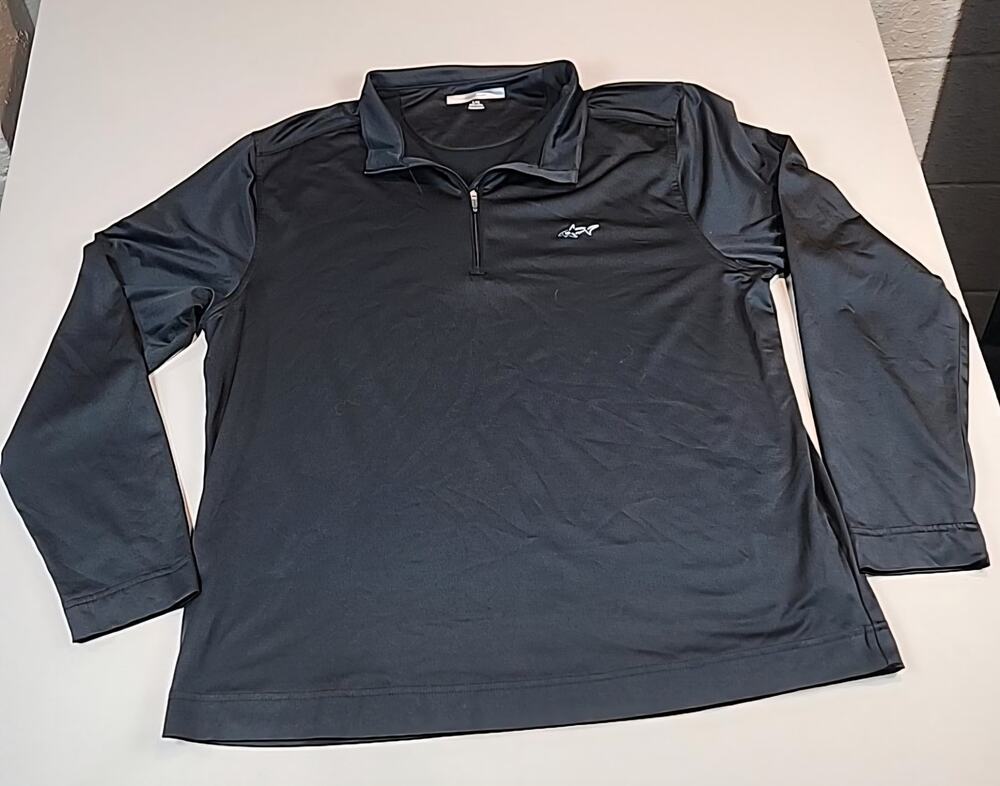 Greg Norman Golf Quarter Zip Pullover Mens Large Black Shark Logo NWOT